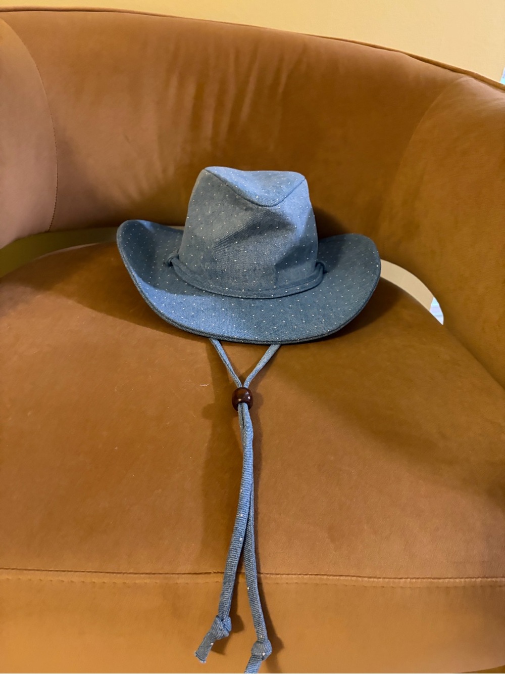 Blue Denim Cowboy Hat with Chin Cord